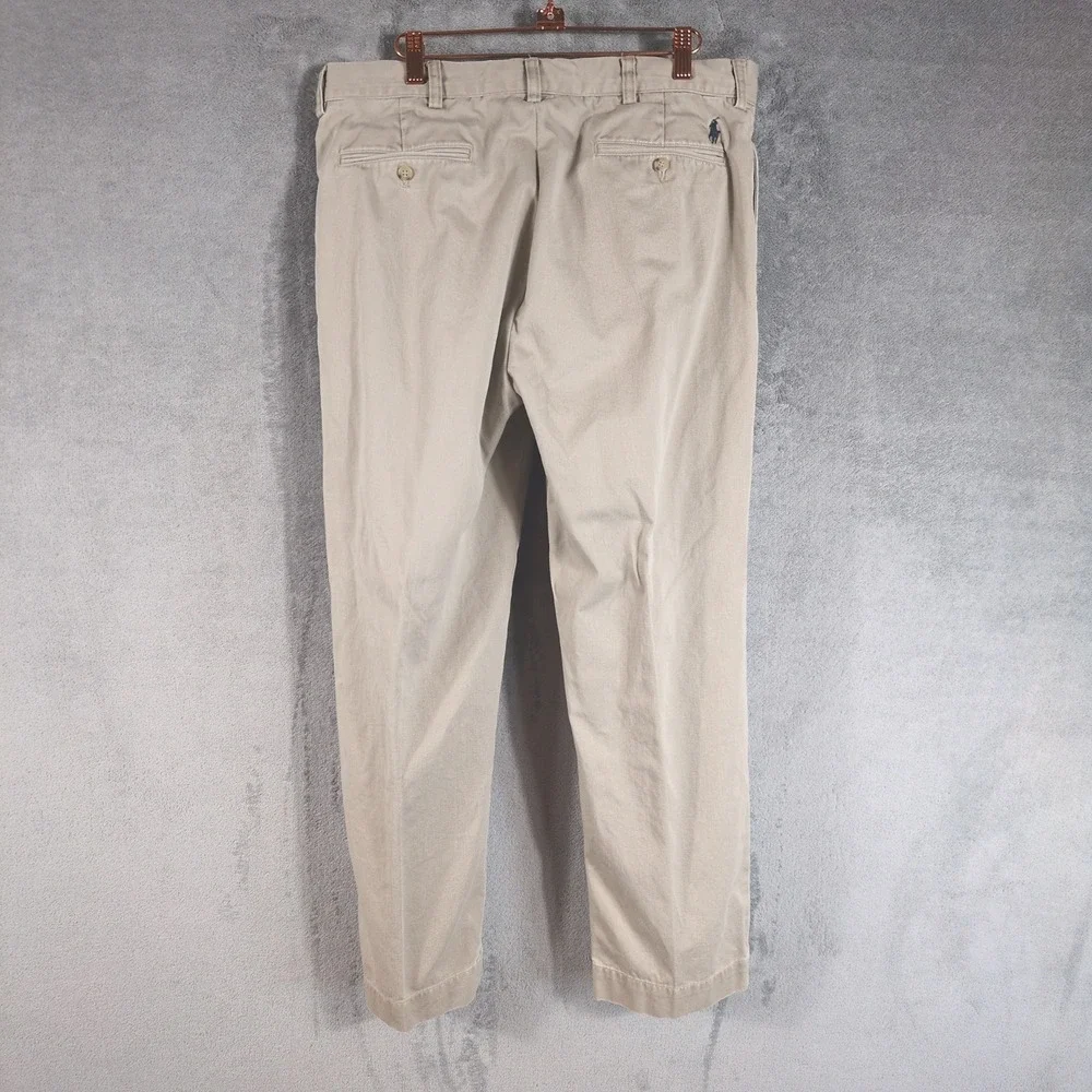 Polo Ralph Lauren Ethan Pant Mens 36x30 Khaki Pleated Chino Trousers Beige